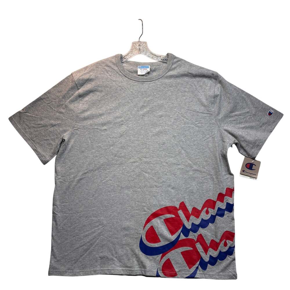 Champion Heritage Tee T-Shirt 3XL XXXL Oxford Gray Graphics Panel Script NWT